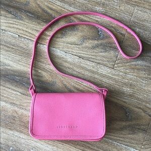 Longchamp Foulonne Wallet on Chain Strap in Candy Pink